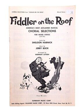 Vintage Fiddler On The Roof Choral Selections Mixed Voices Book 1965 Sheet Music
